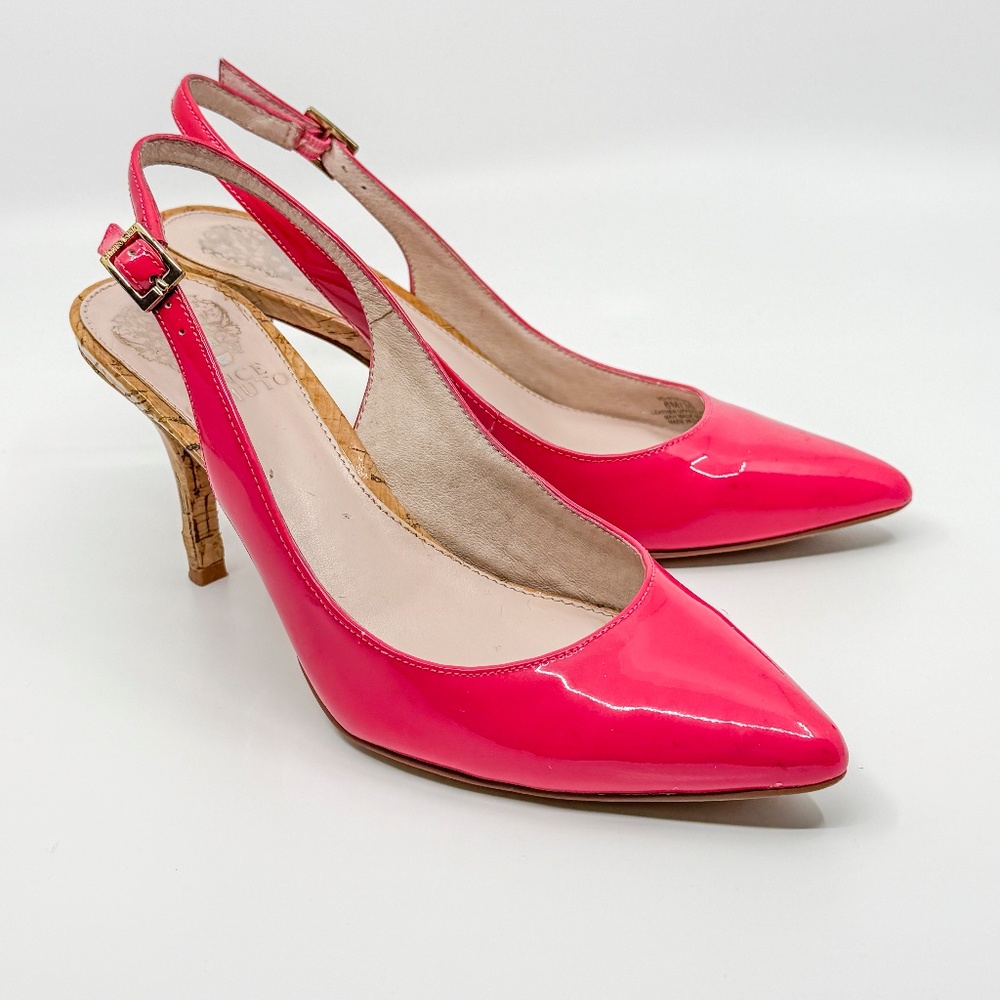 Vince Camuto Patent Leather Pointy Slingback Heels